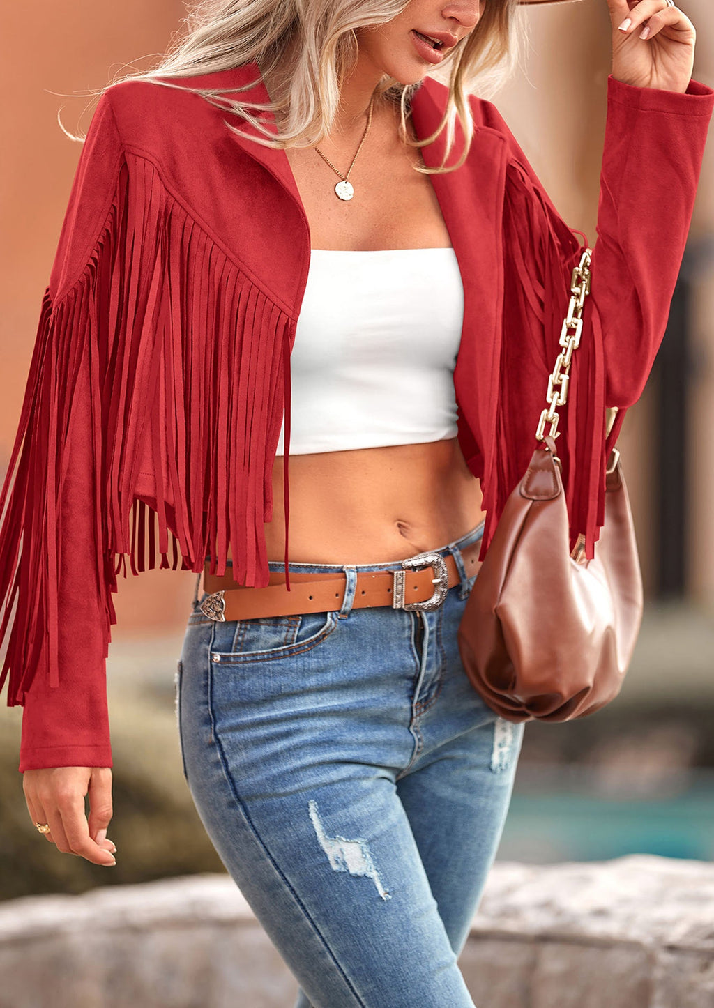 Chaqueta motera de gamuza