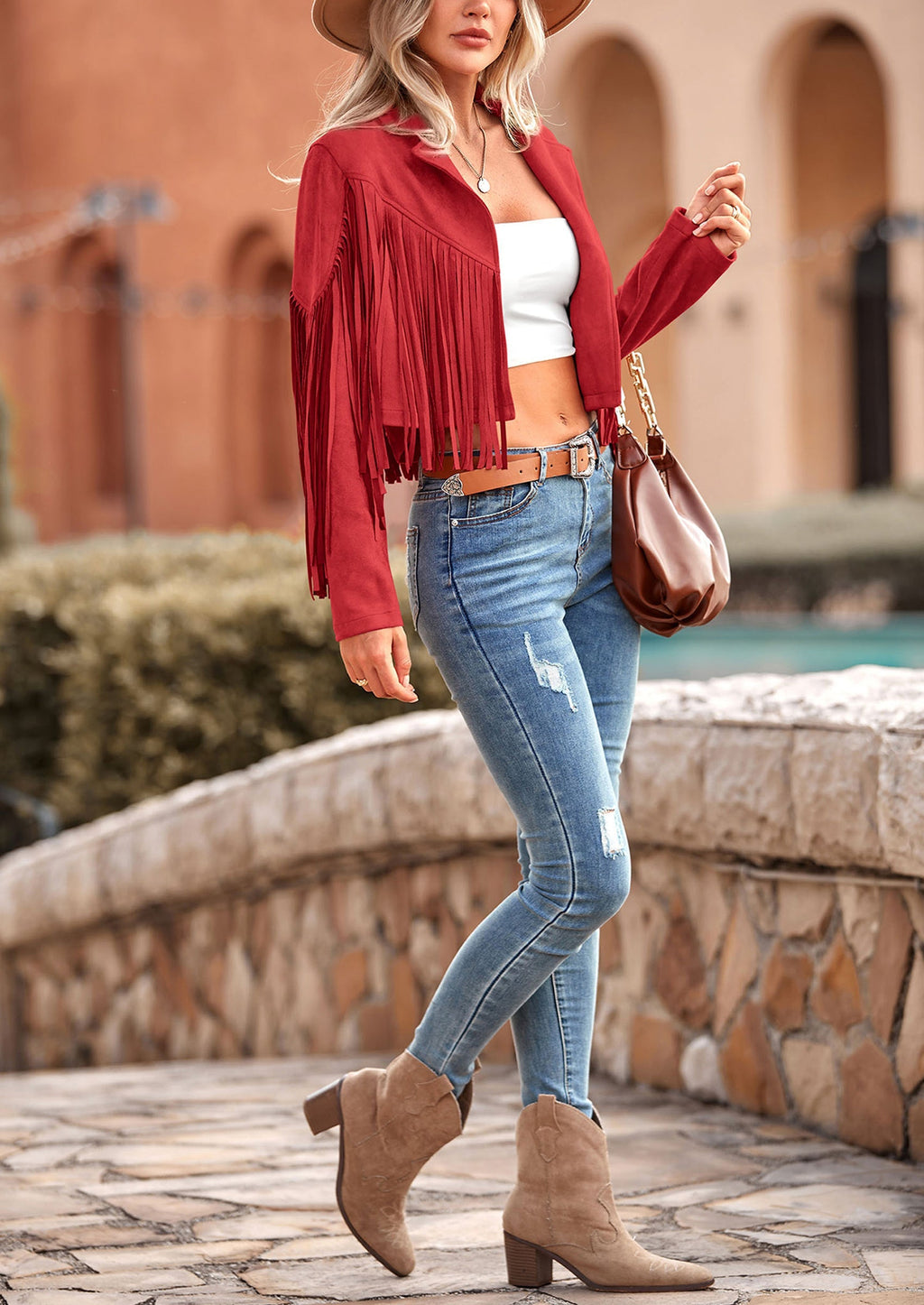 Chaqueta motera de gamuza