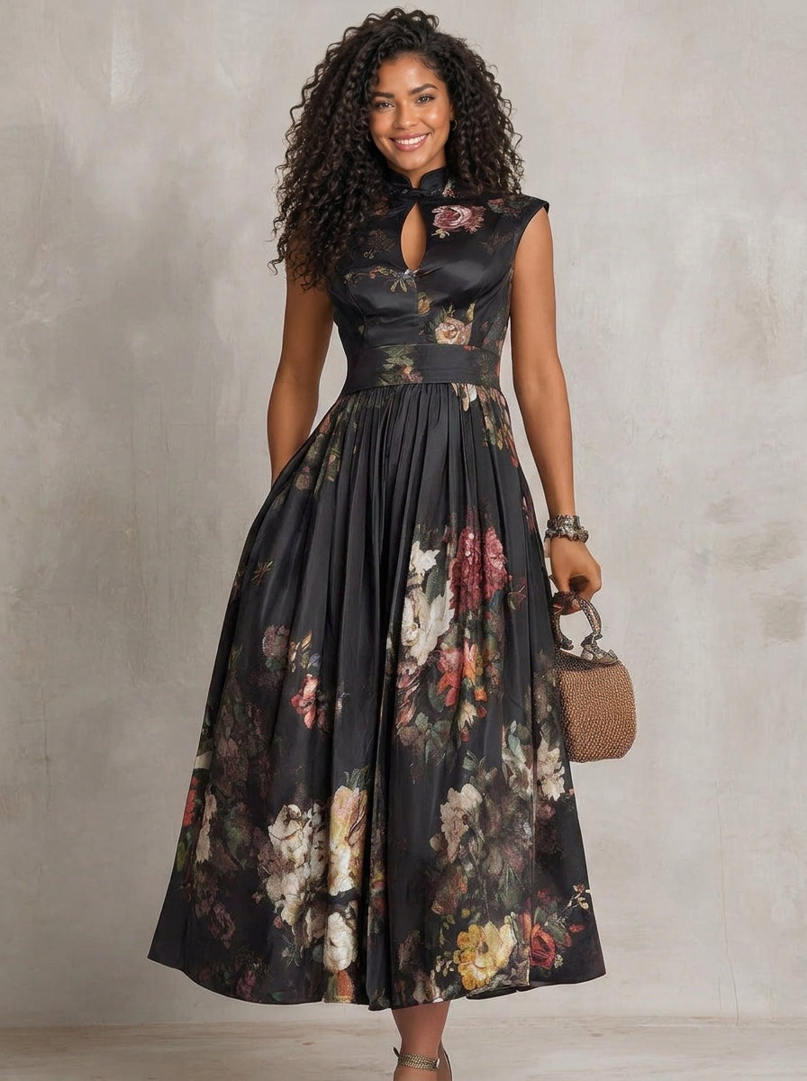 Vestido negro floral