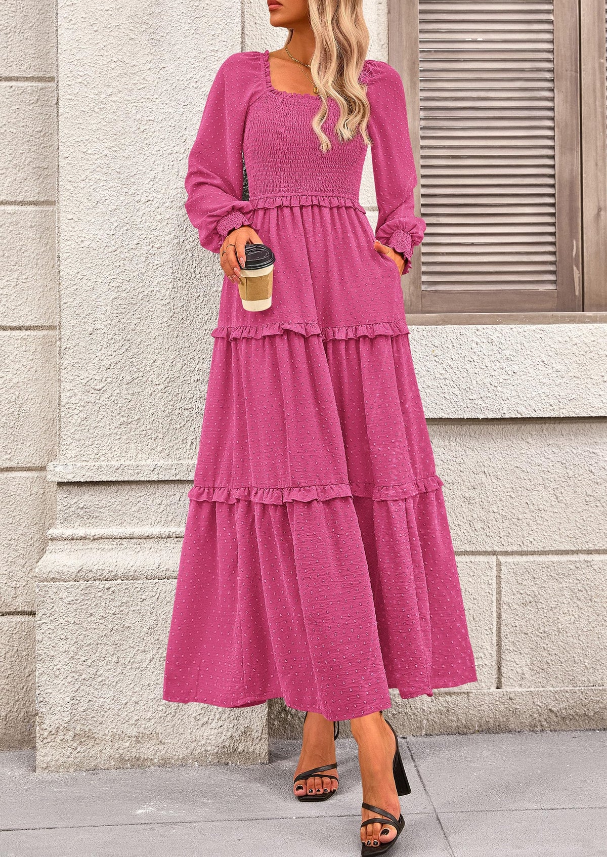 Vestido largo de plumetis