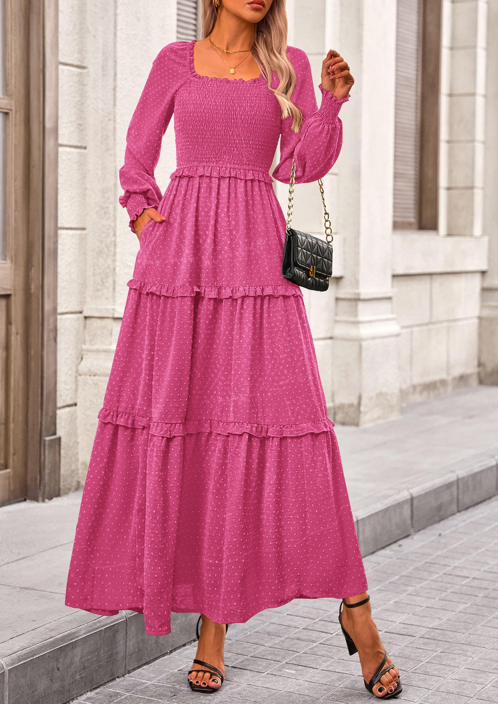 Vestido largo de plumetis