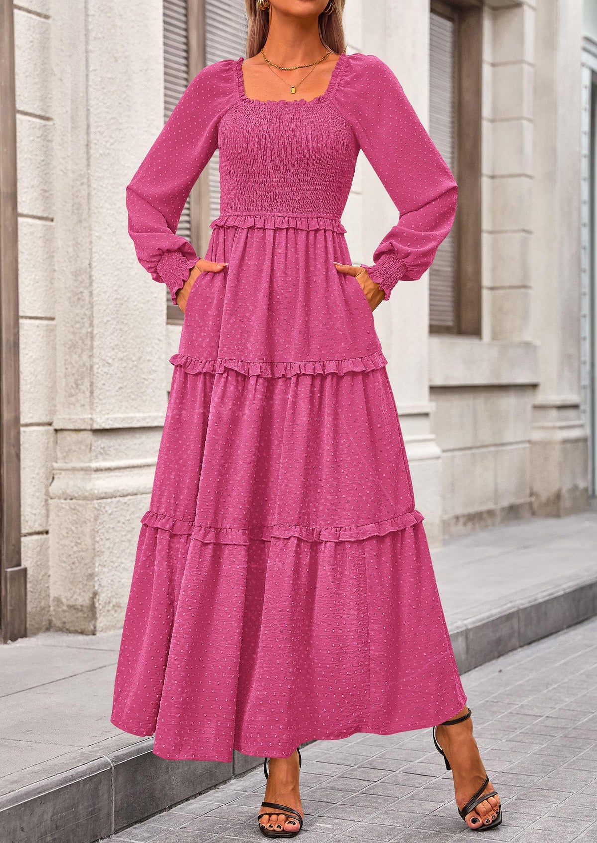 Vestido largo de plumetis