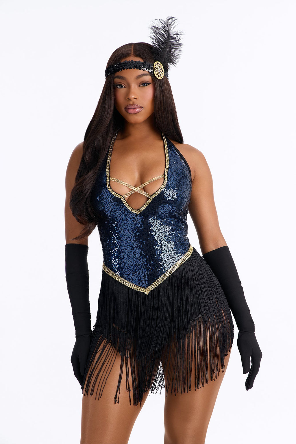 Conjunto de disfraz de 3 piezas Fiesta al estilo de los años 20 – Combinación negra