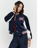 Chaqueta azul estampada