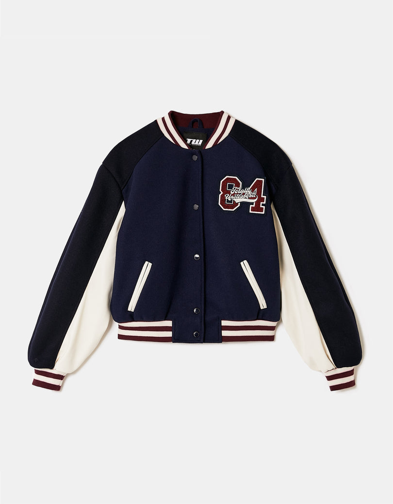 Chaqueta azul estampada