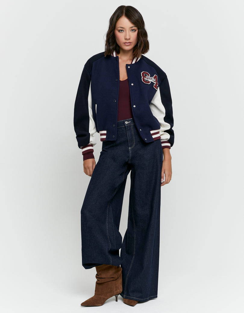 Chaqueta azul estampada