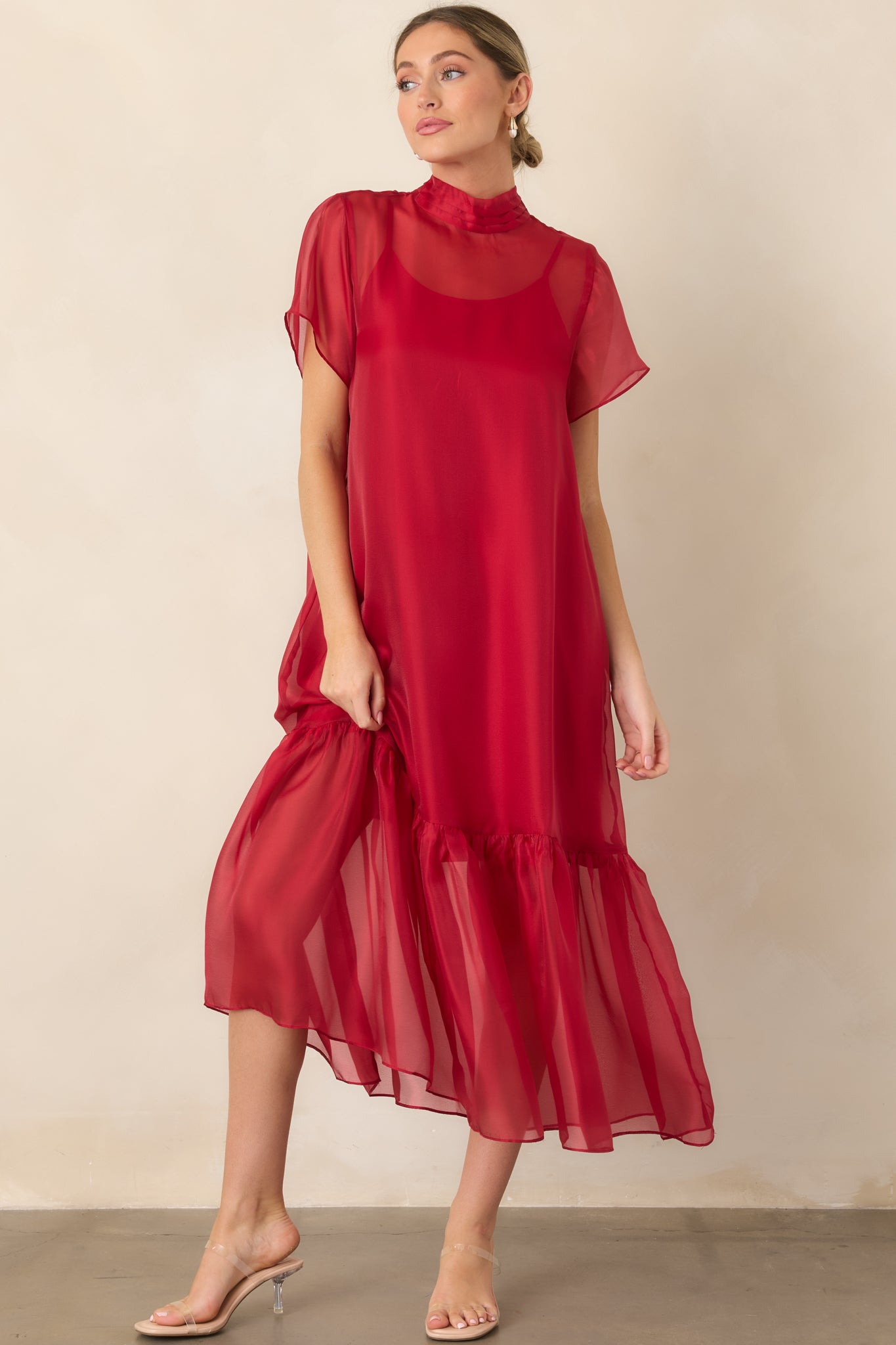 Vestido de organza rojo