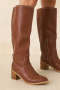 Botas For Good Reason hasta la rodilla de cuero sintético texturizado color coñac