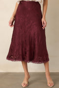 Falda midi elegante de satén color morera