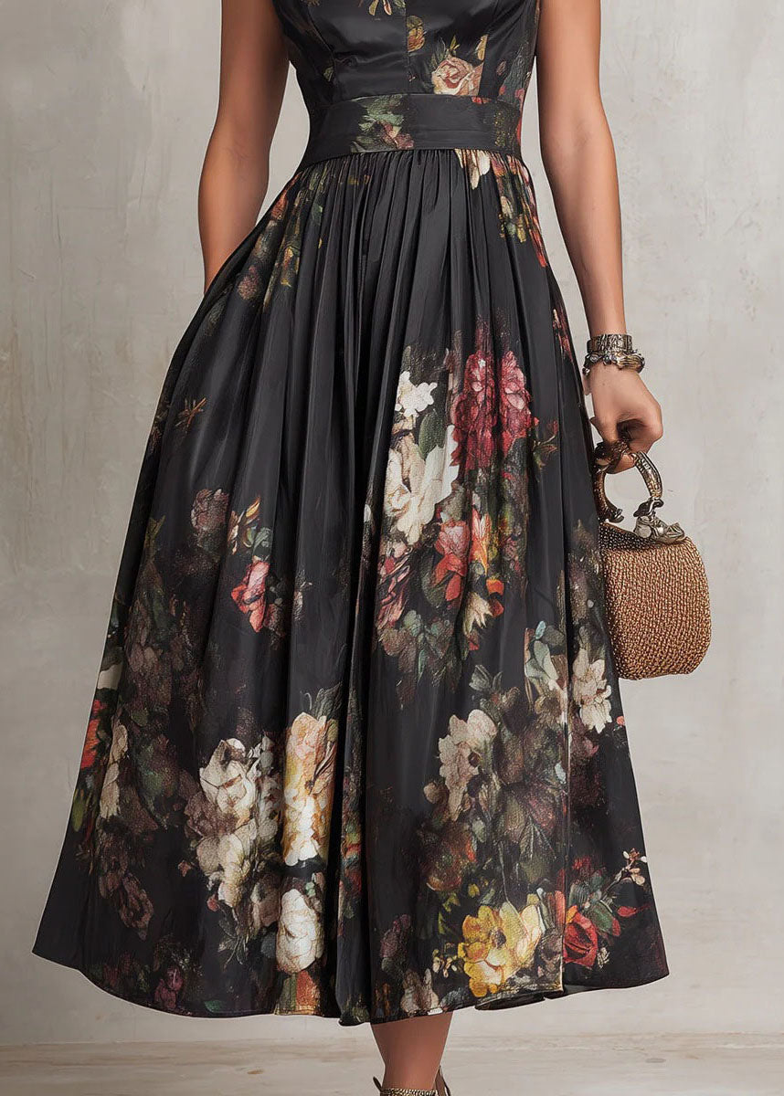 Vestido negro floral