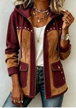 Chaqueta bicolor capucha