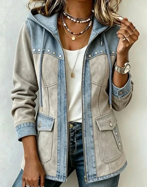 Chaqueta bicolor capucha