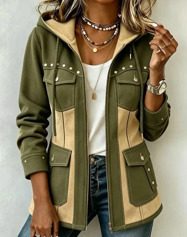 Chaqueta bicolor capucha
