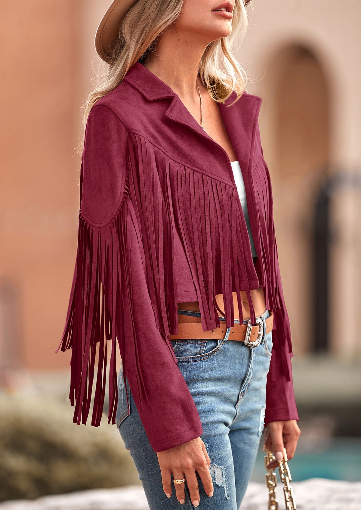 Chaqueta motera de gamuza