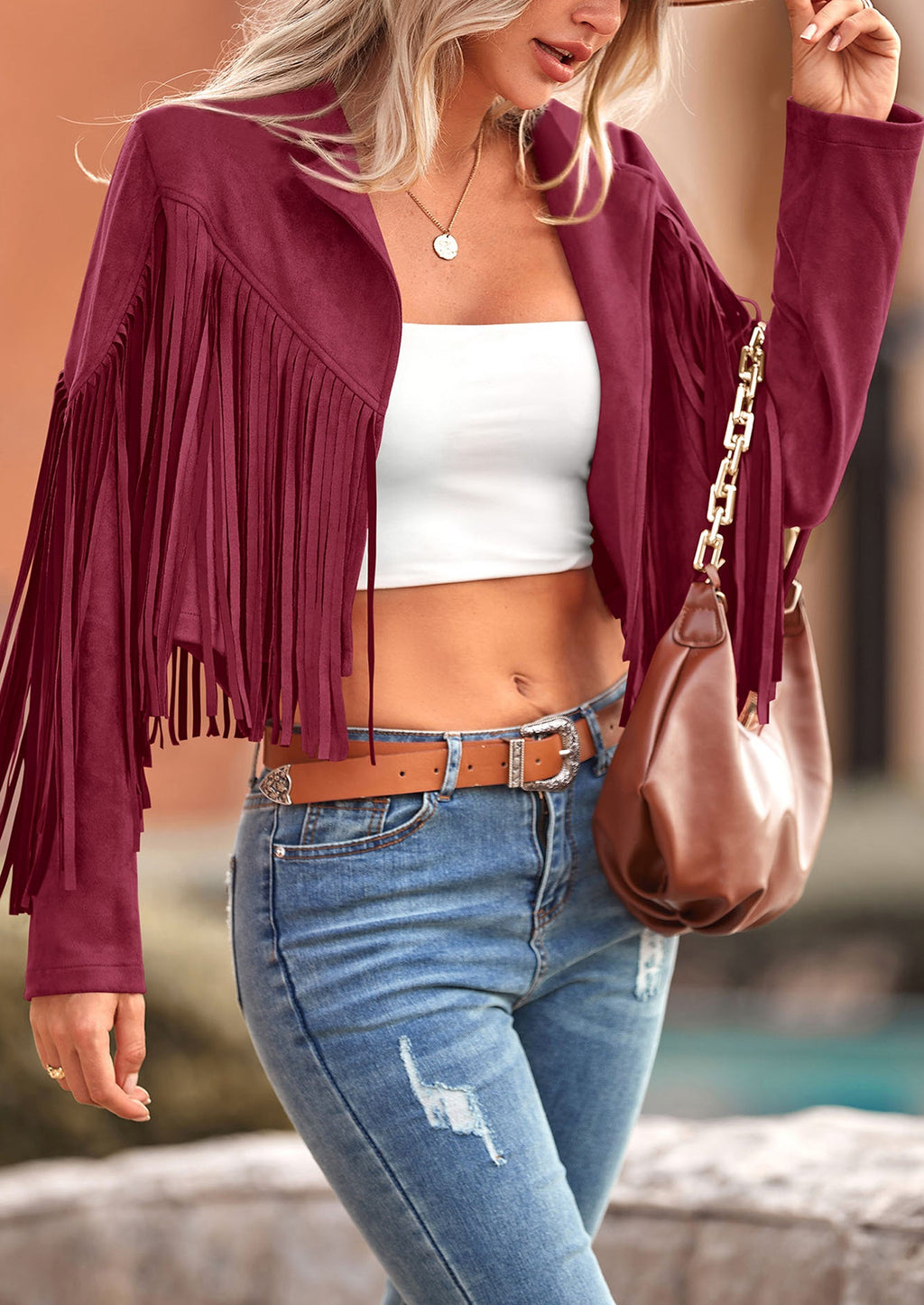 Chaqueta motera de gamuza