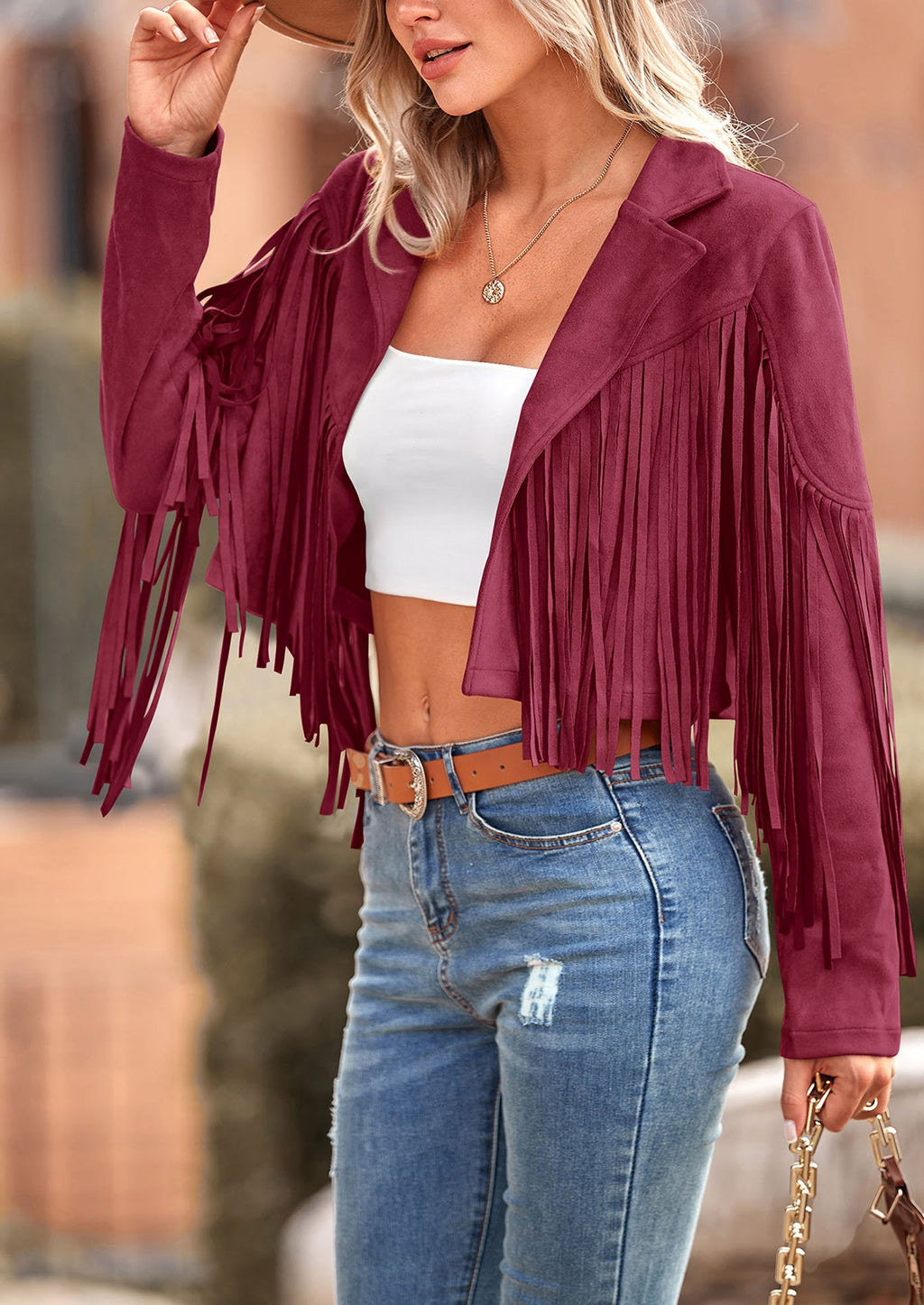 Chaqueta motera de gamuza
