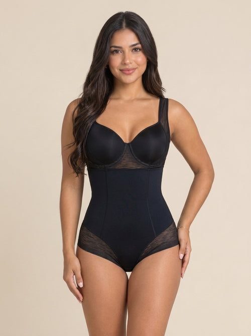 Body moldeador negro con brasier incorporado - frente