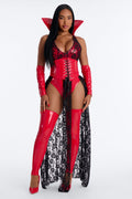 Conjunto de disfraz de Halloween Seductive Fang de 5 piezas – conjunto rojo y negro