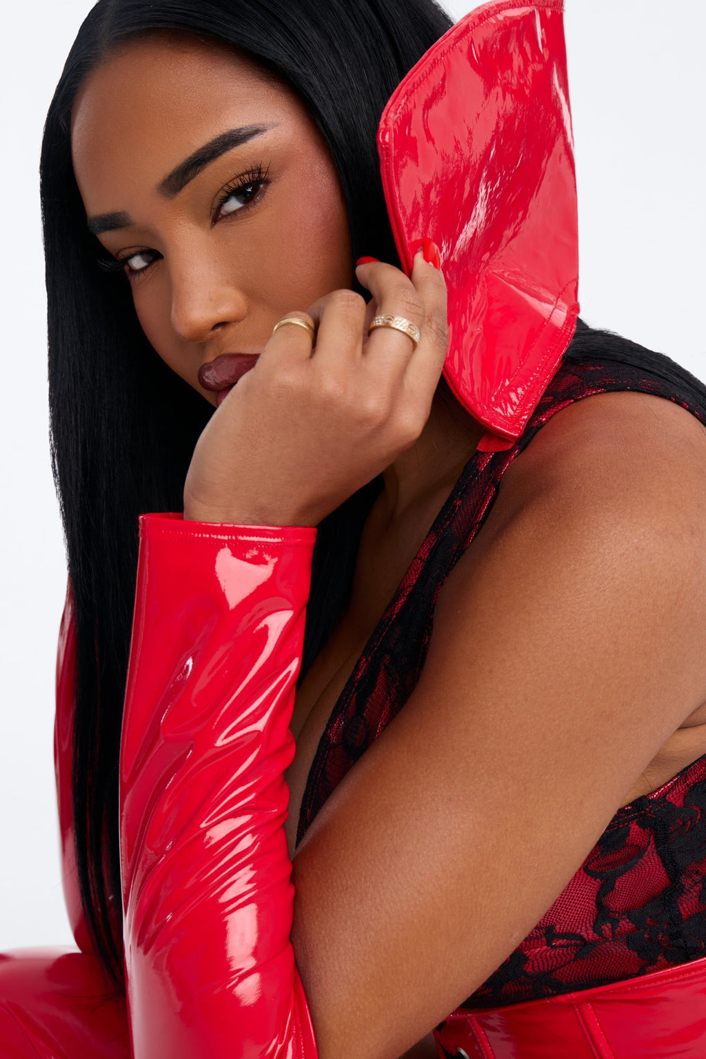 Conjunto de disfraz de Halloween Seductive Fang de 5 piezas – conjunto rojo y negro