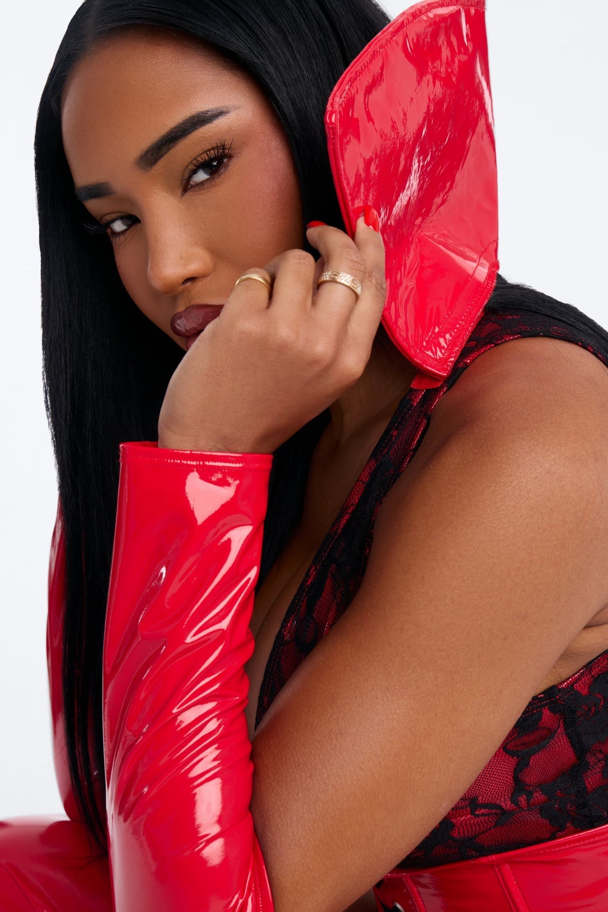 Conjunto de disfraz de Halloween Seductive Fang de 5 piezas – conjunto rojo y negro