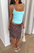 Falda midi con estampado de leopardo