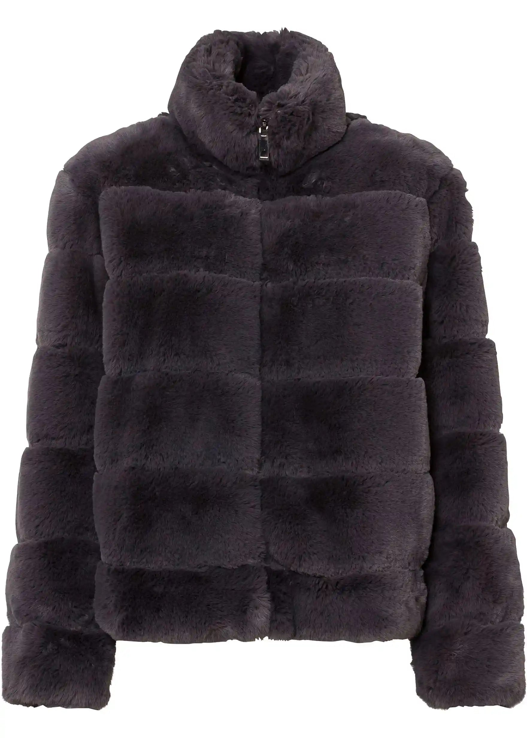 Chaqueta corta de pelo sintético antracita