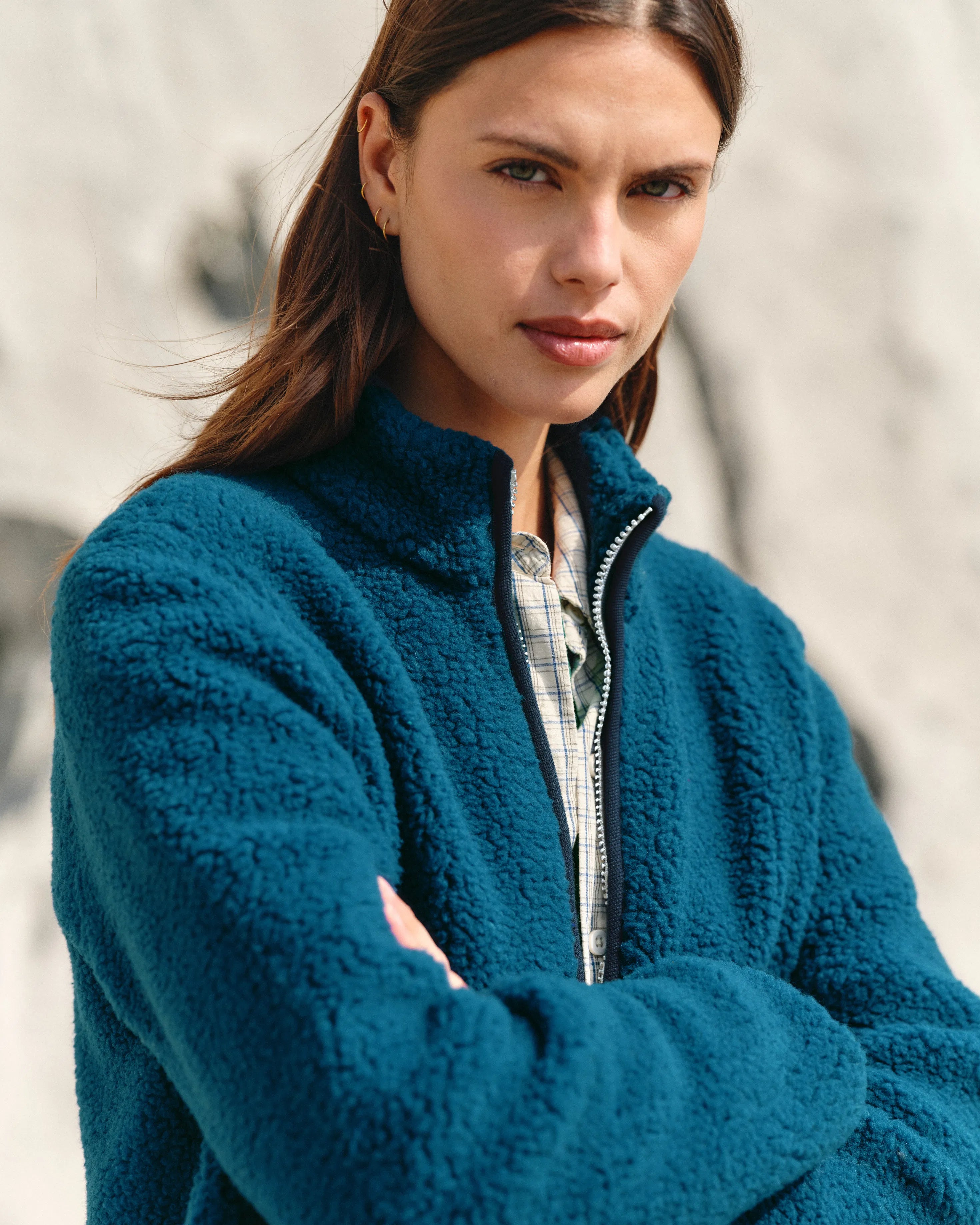 Chaqueta polar suave color azul petróleo - foto 1