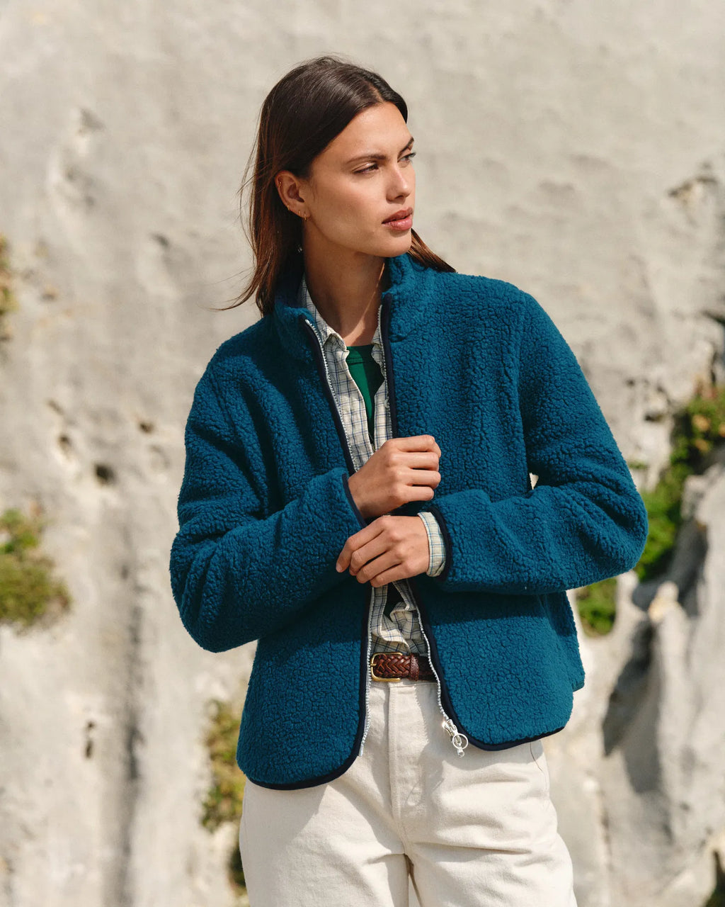 Chaqueta polar suave color azul petróleo - foto 6