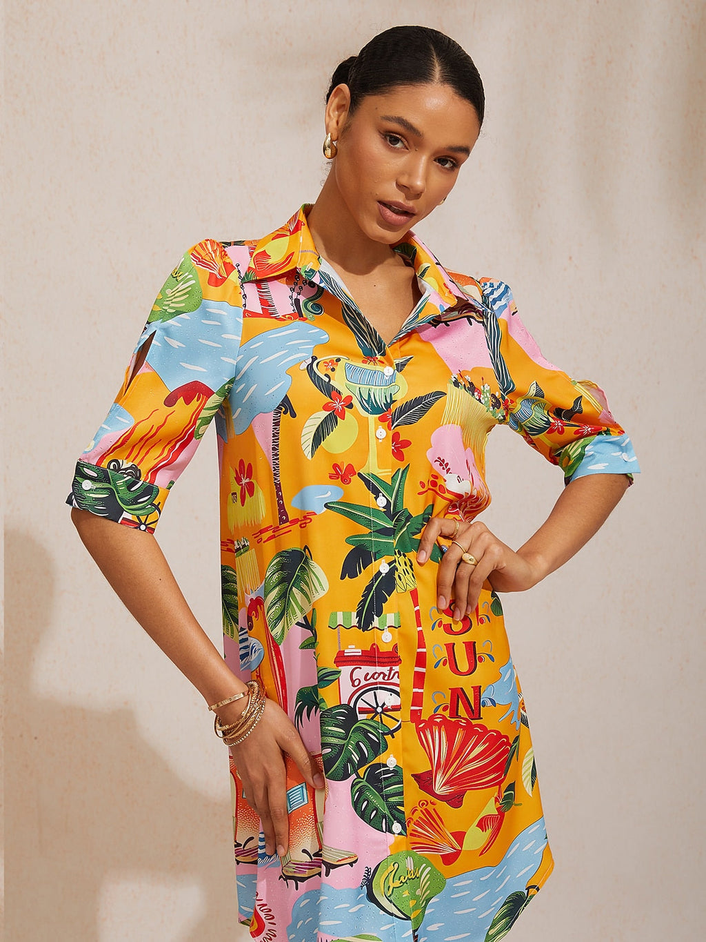 Vestido camisero floral