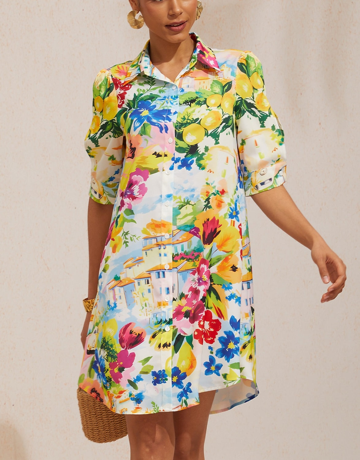 Vestido camisero floral