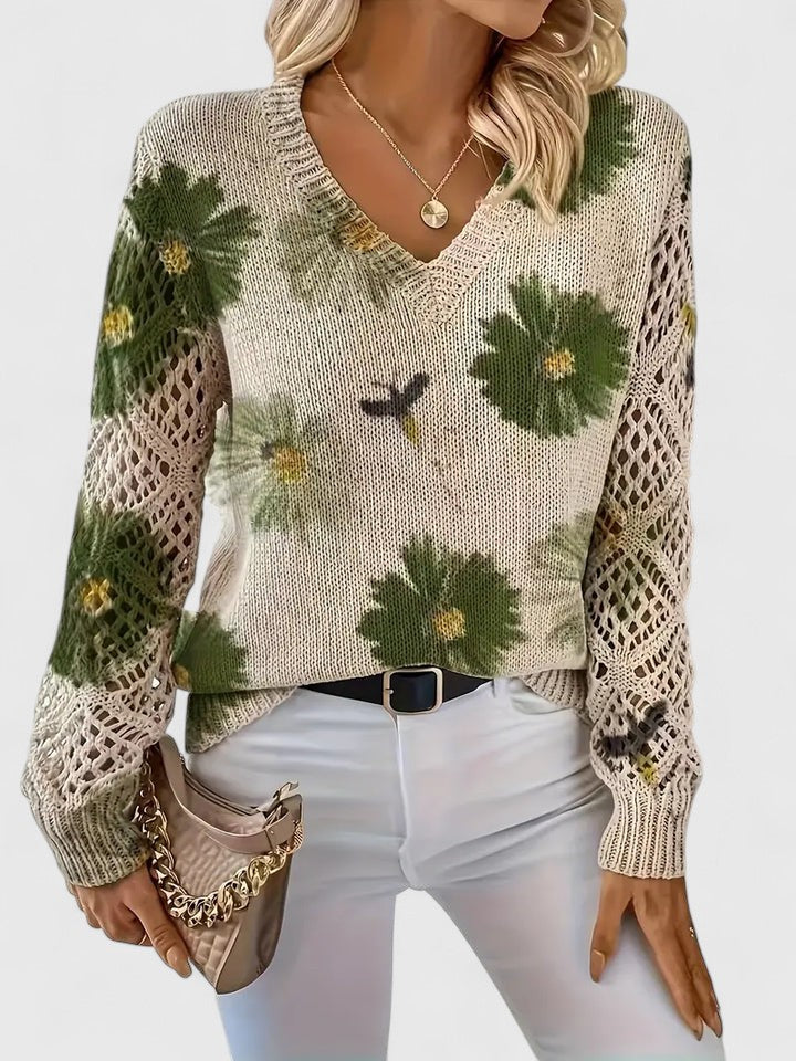 Jersey Elegante con Estampado Floral
