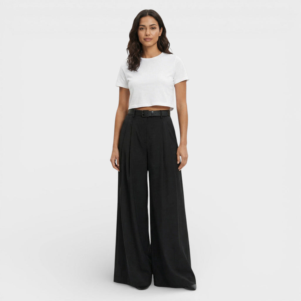 Pantalones de Corte Elegante y Fluido