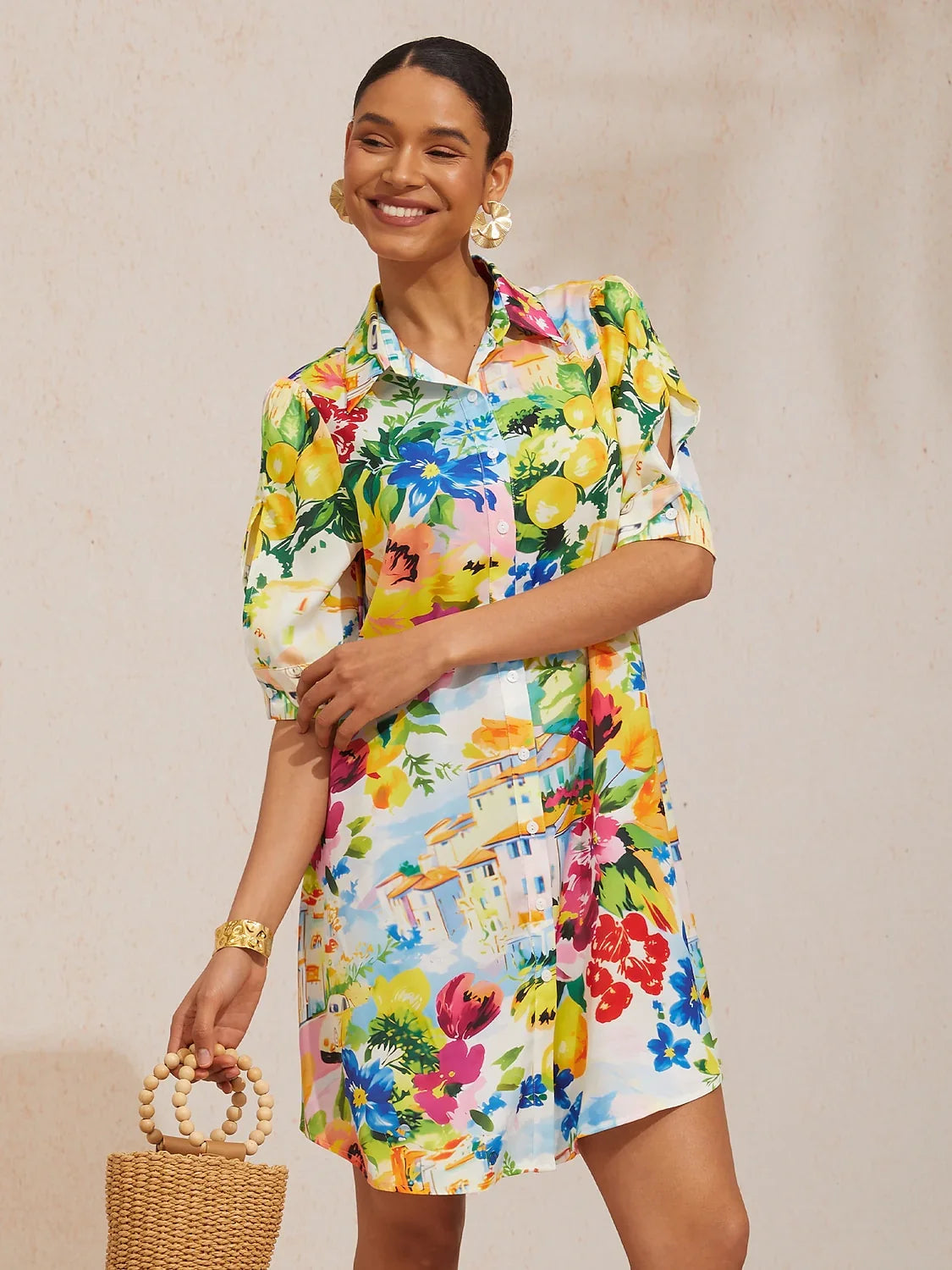 Vestido camisero floral