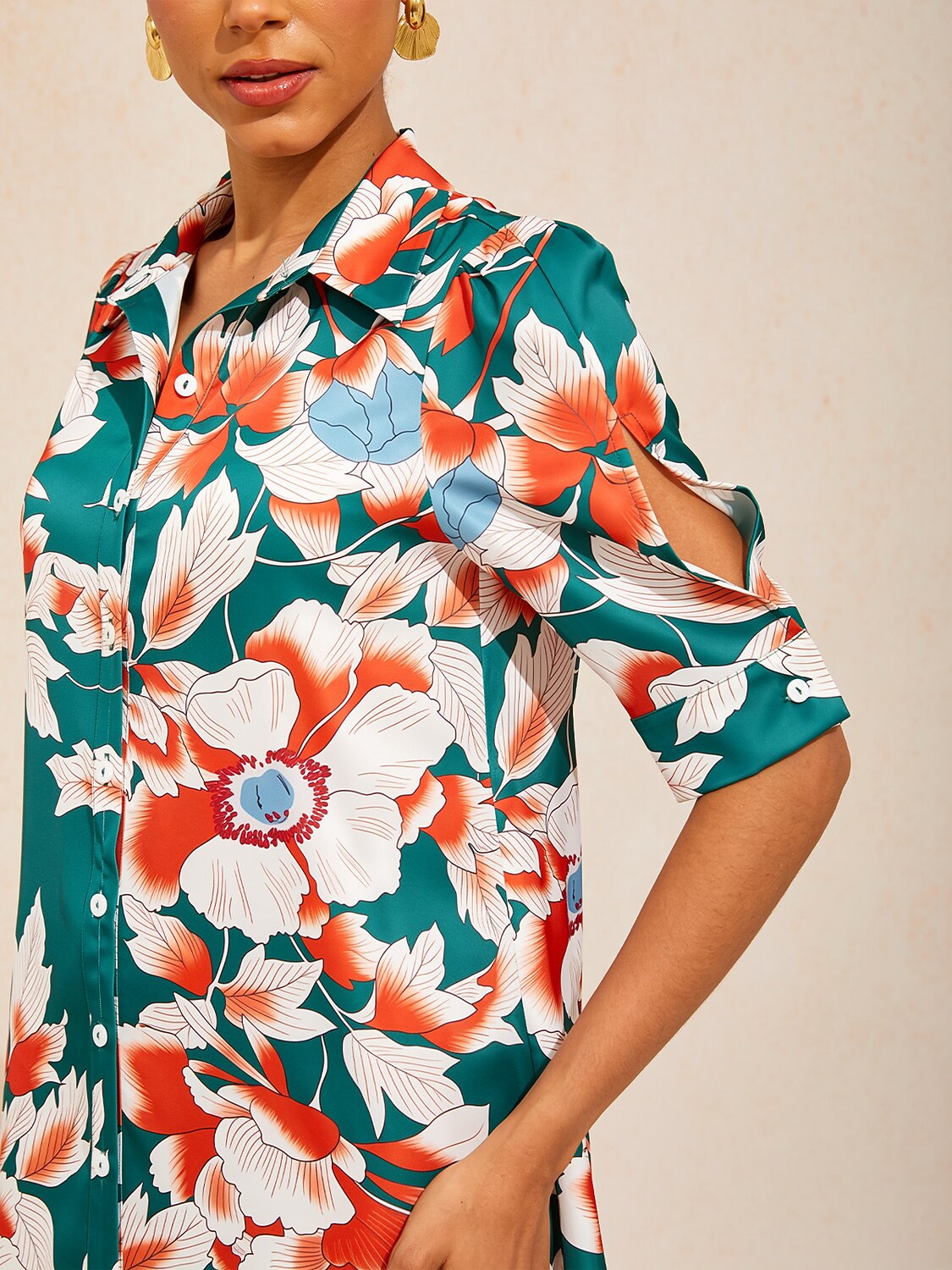 Vestido camisero floral