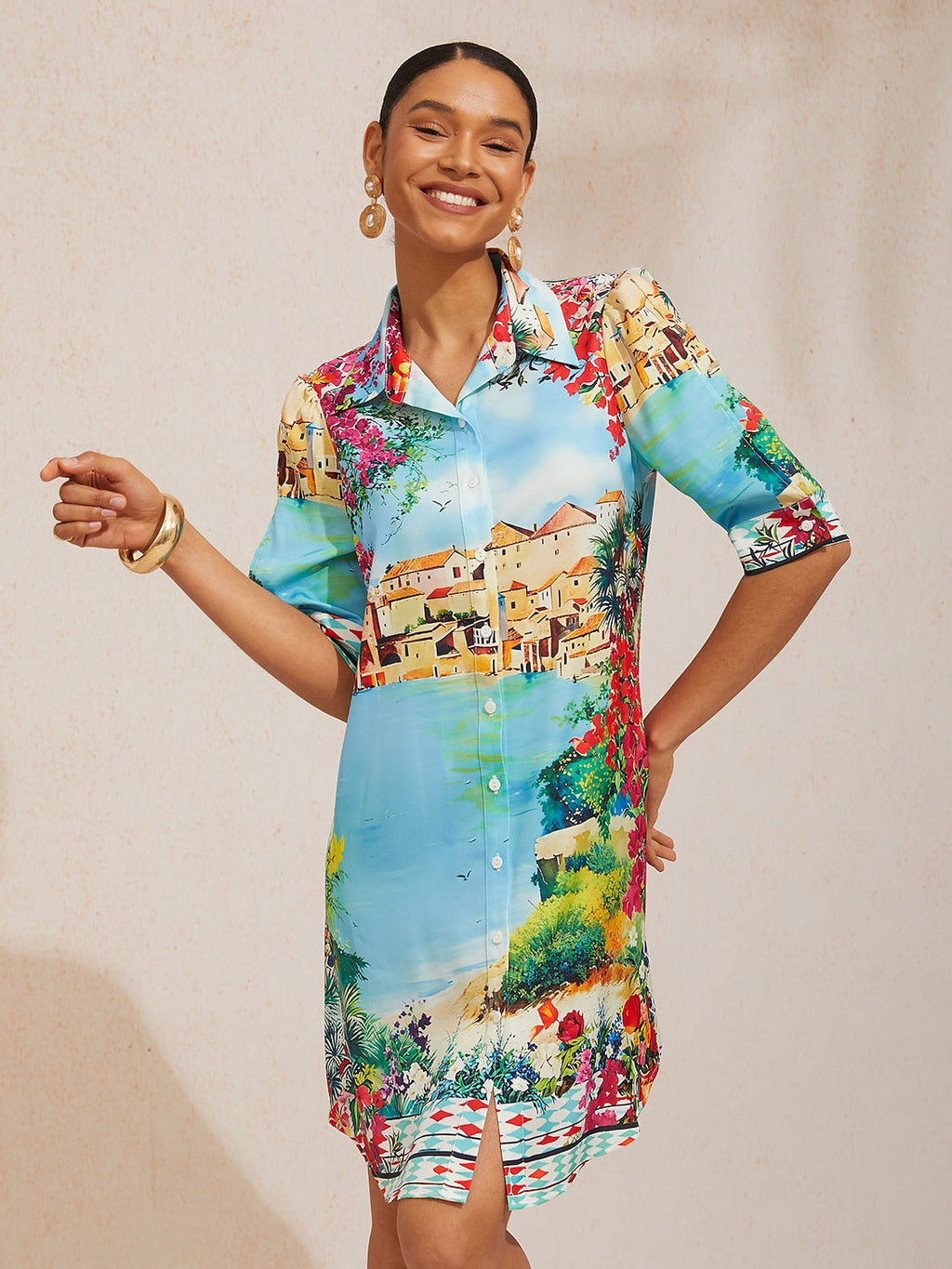Vestido camisero floral