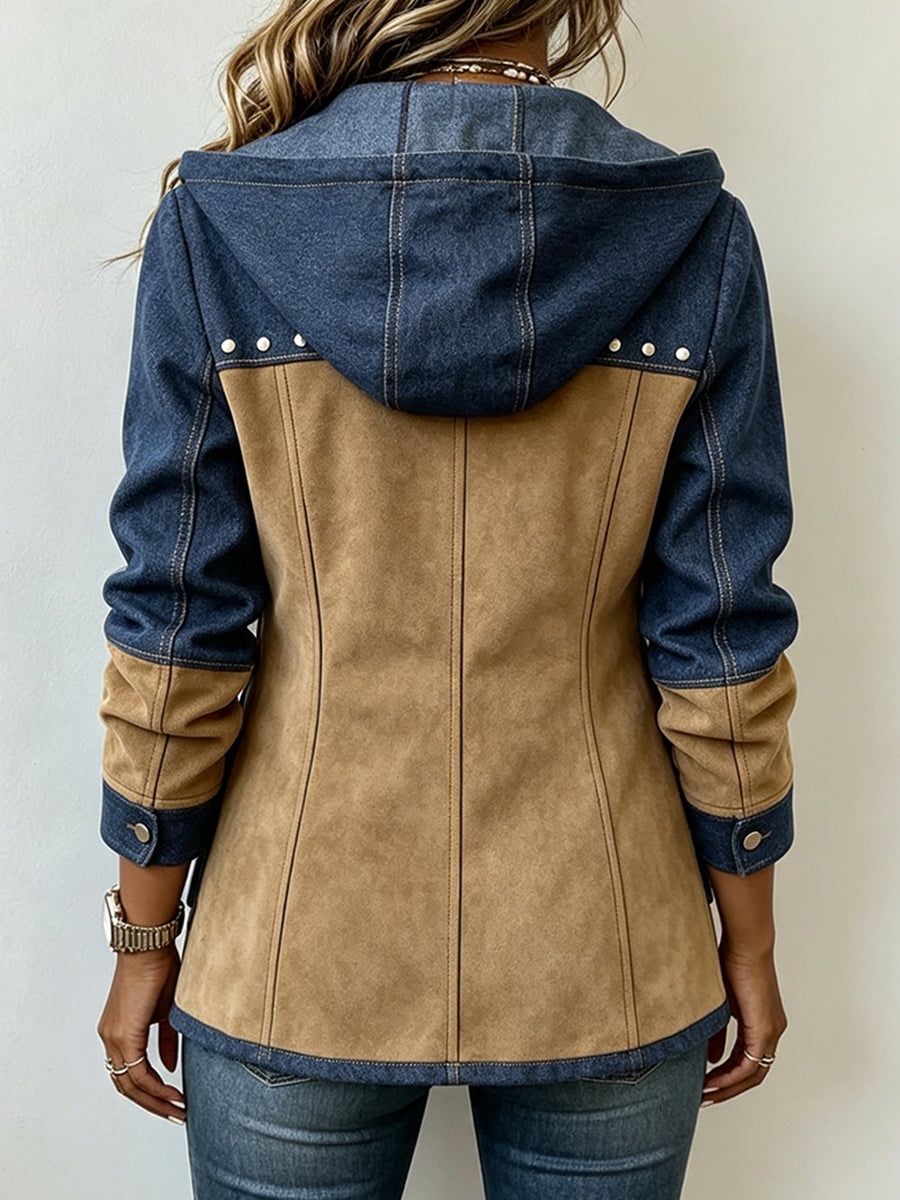 Chaqueta bicolor capucha