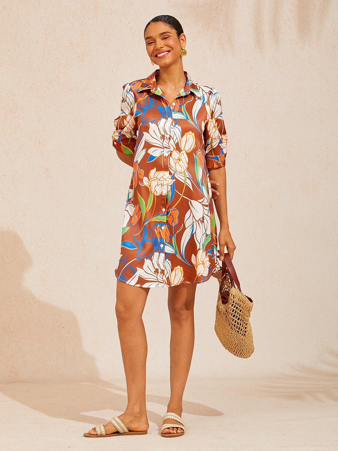 Vestido camisero floral