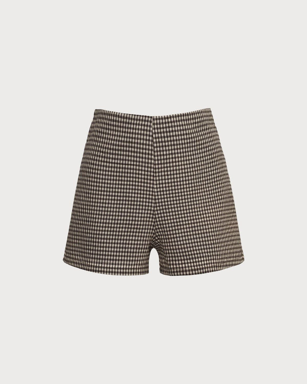 Shorts de cuadros marrones de cintura alta