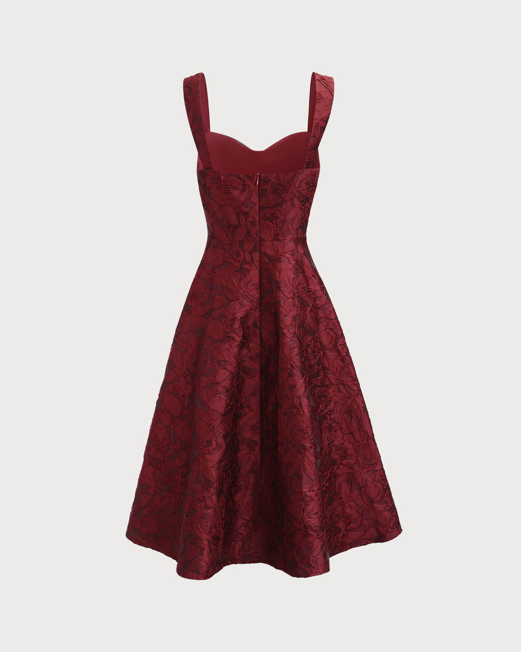 Vestido rojo de jacquard con escote corazón