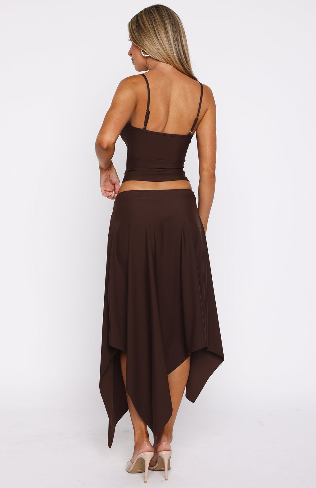 Falda midi color chocolate