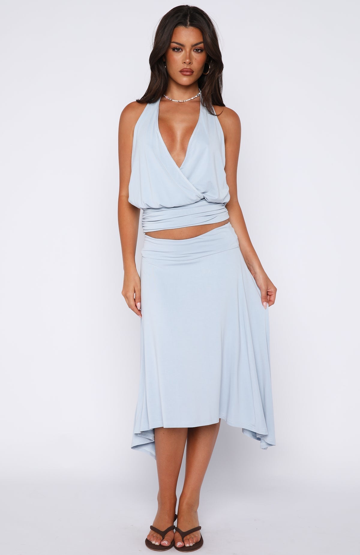 Falda midi azul Tropic