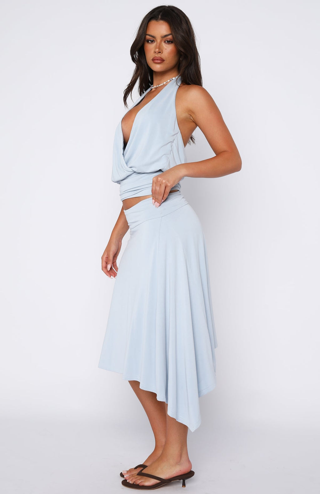 Falda midi azul Tropic
