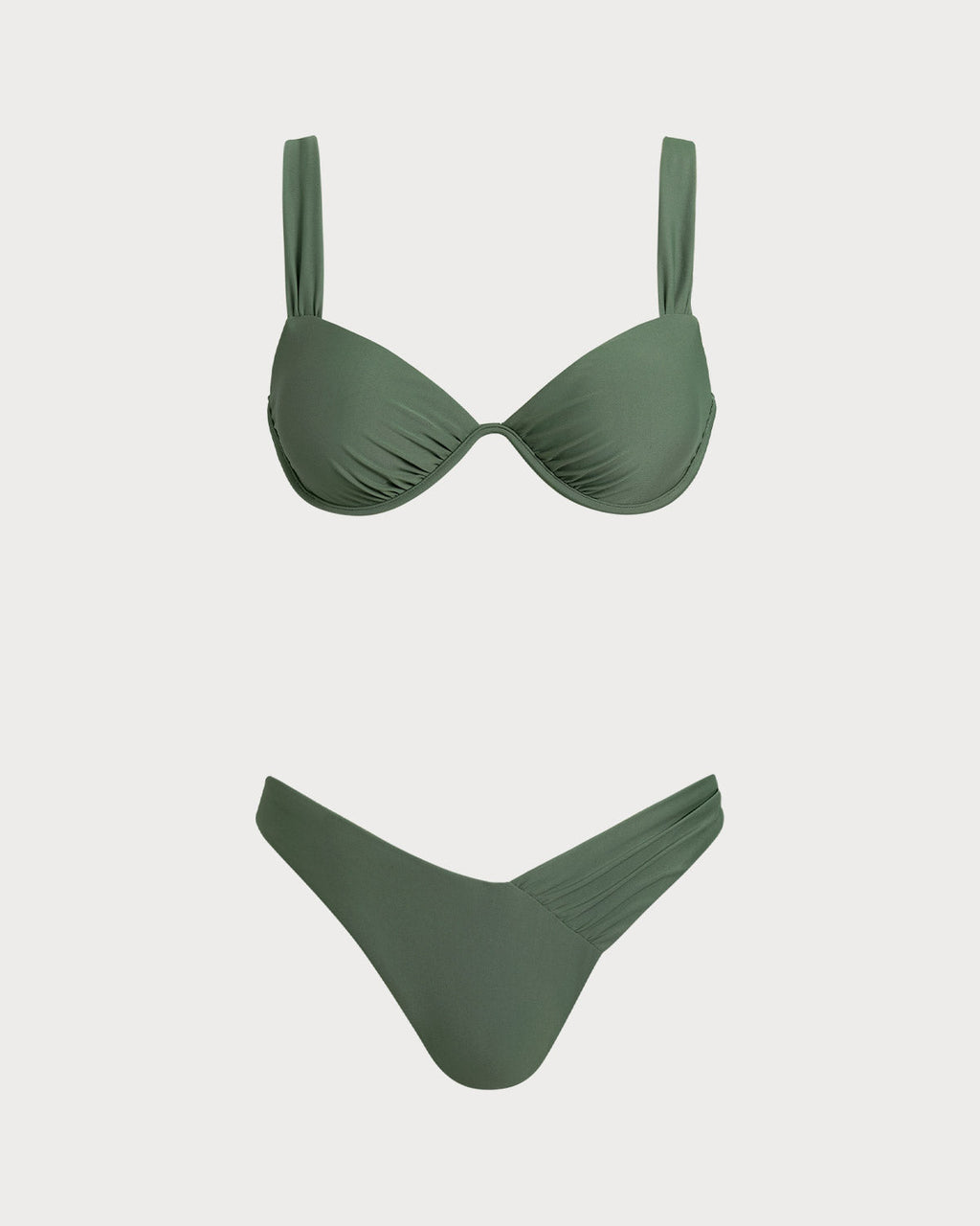 Bikini verde militar con aros – Traje de baño de dos piezas elegante y con buen soporte
