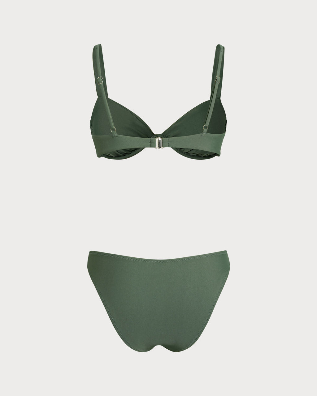 Bikini verde militar con aros – Traje de baño de dos piezas elegante y con buen soporte