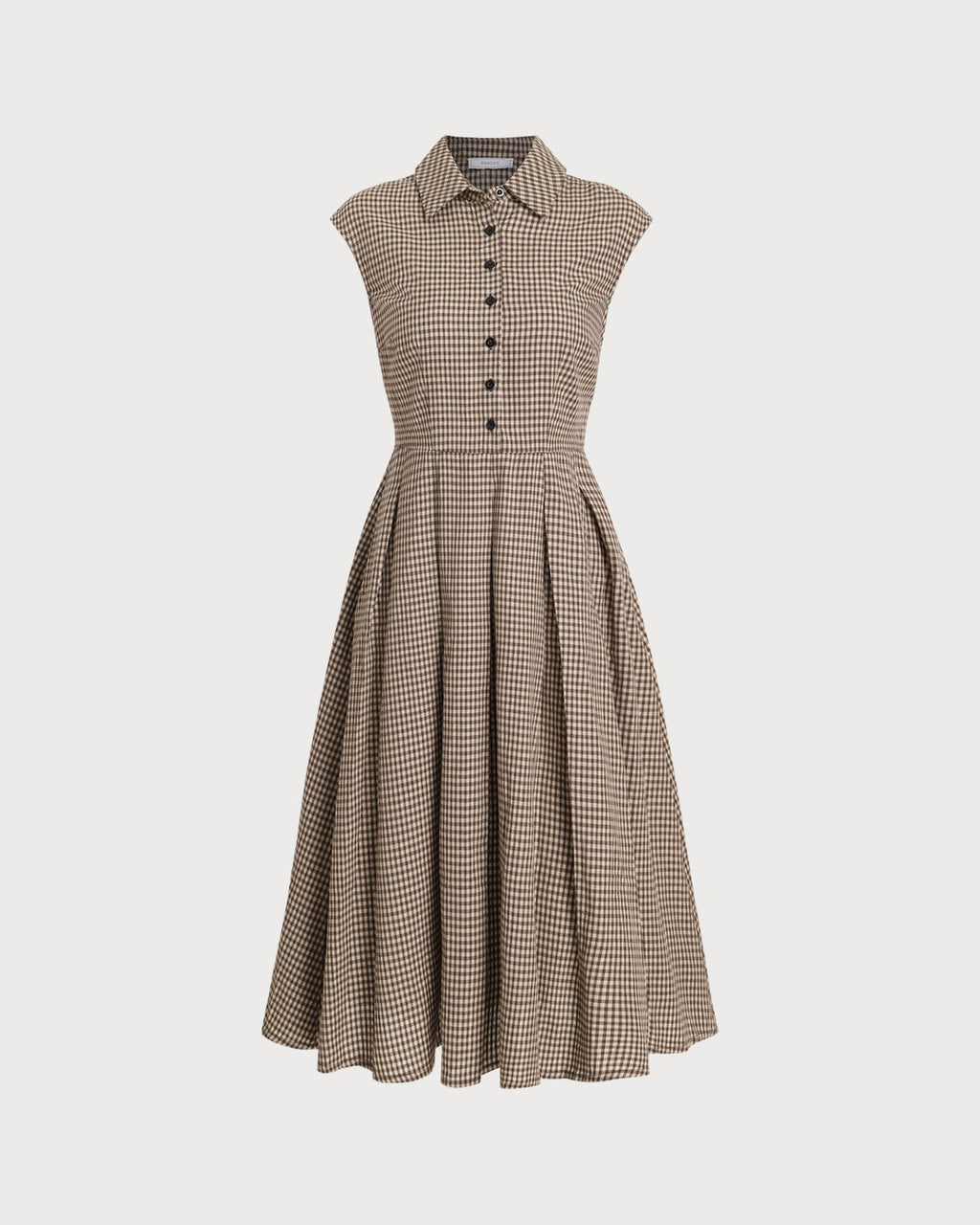 Vestido plisado de cuadros marrones