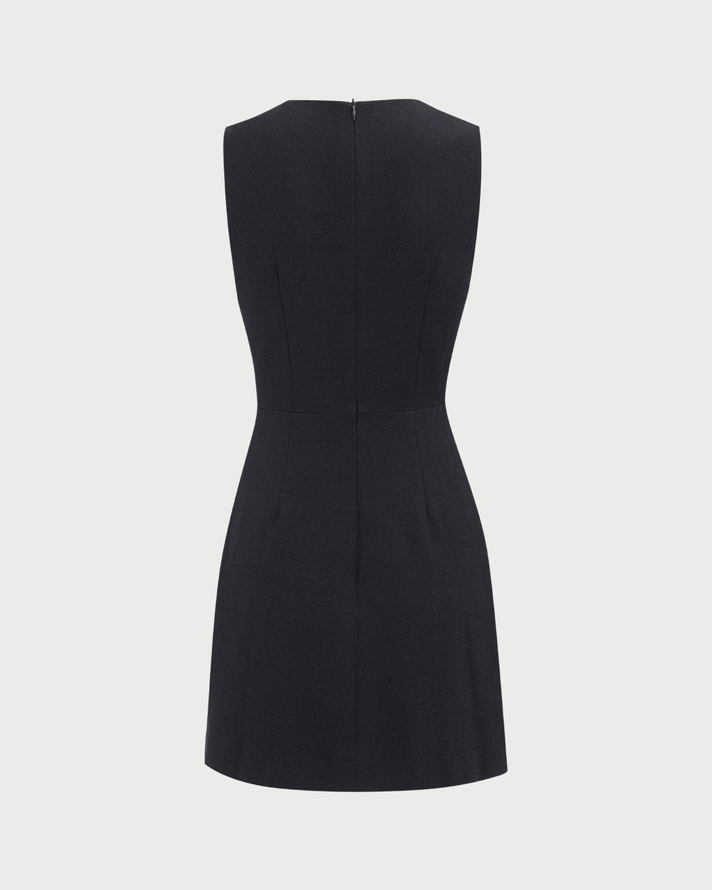 Elegante vestido mini negro sin mangas con escote en V para mujer