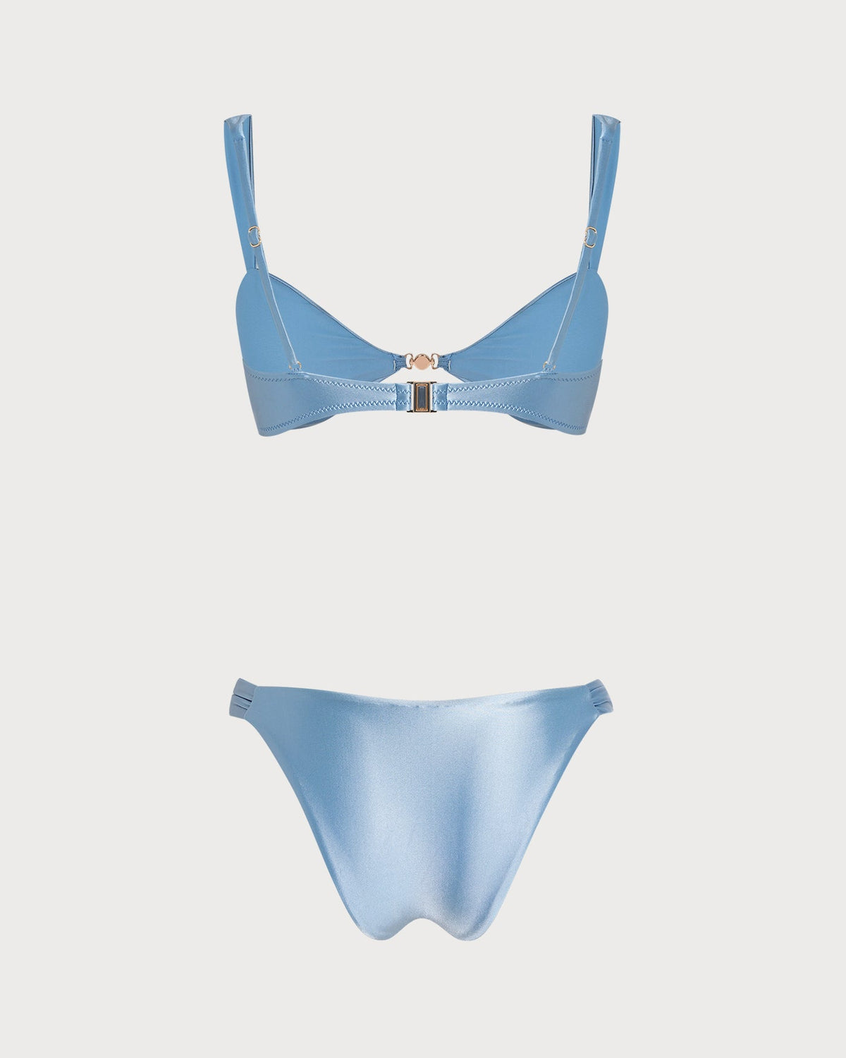 Conjunto de bikini azul triangular de elasticidad media