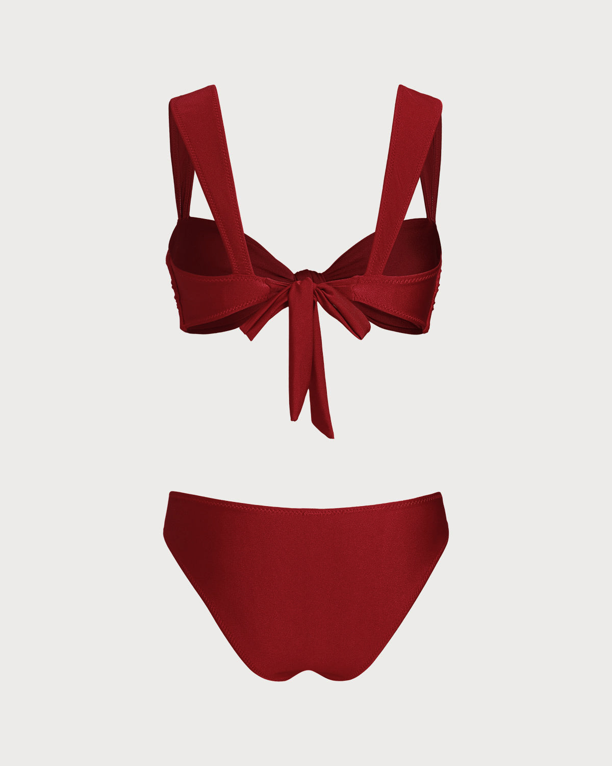 Elegante conjunto de bikini triangular rojo de tiro bajo