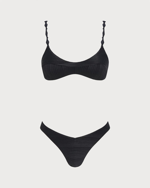 Bikini negro texturado
