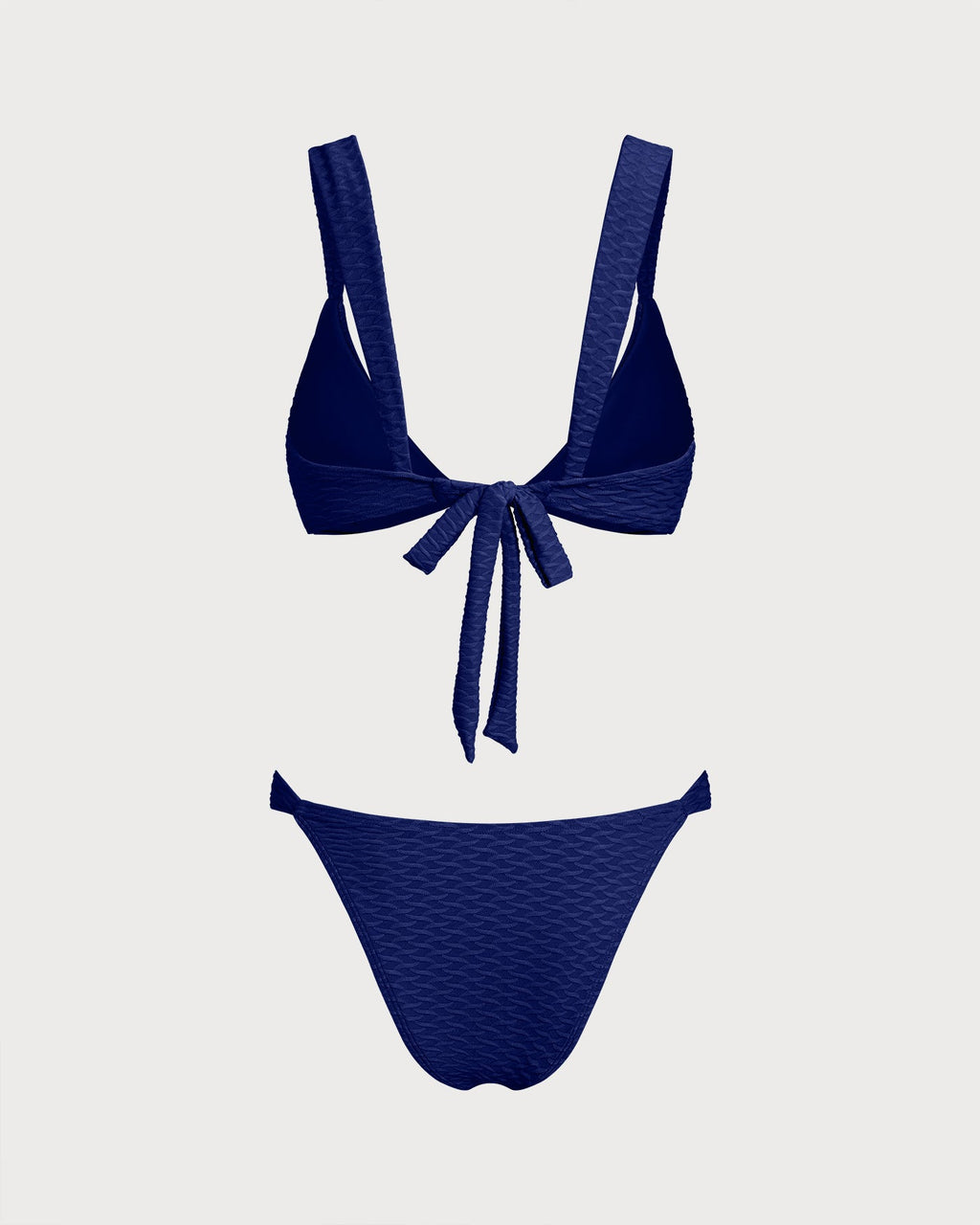 Bikini triangular texturizado azul real con ajuste favorecedor